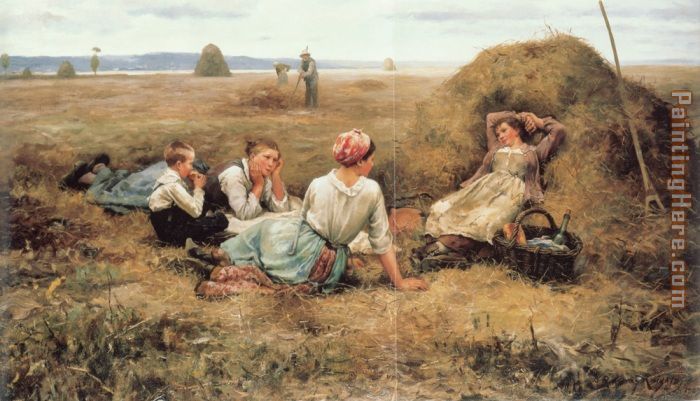 The Harvesters Resting painting - Daniel Ridgway Knight The Harvesters Resting art painting